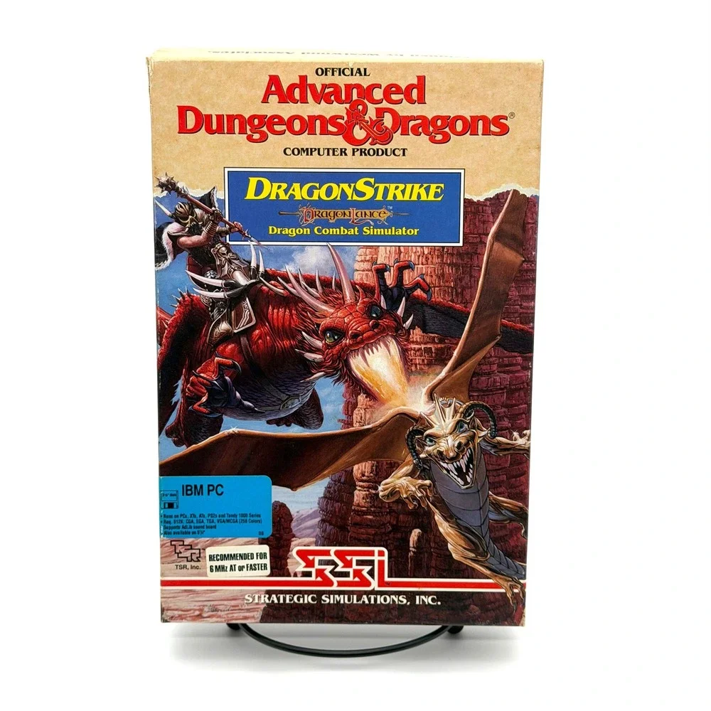 DragonStrike PC Big Box Game AD&D SSI 3.5 Floppy Disks Dragonlance CIB 1990